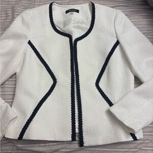 Nine West White Jacket with Black Braid Trim